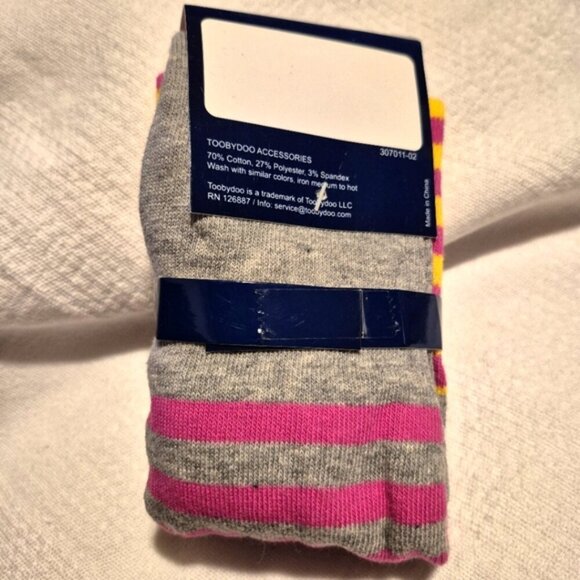 Tooby Doo girls footless sweater tights leggings 2 gray, yellow & pink NEW - Picture 2 of 8